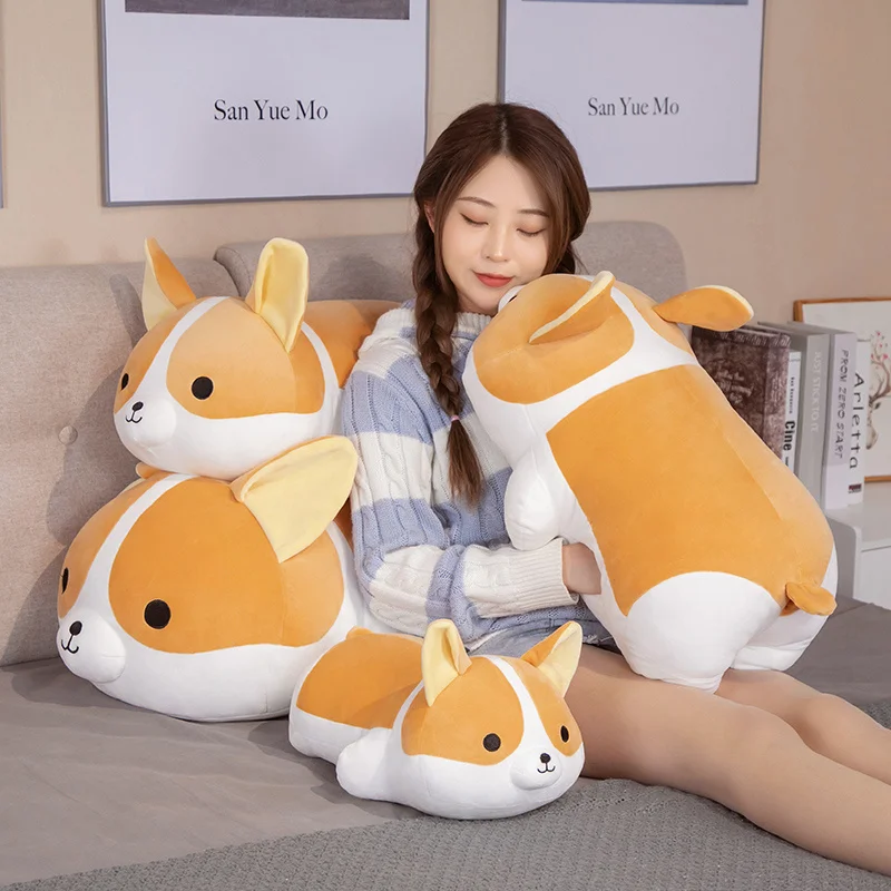 40-80CM Fat Corgi Dog Plush Toys Hand Warmer Stuffed Soft Kawaii Animal Pillow Dolls Birthday Christmas Gift for Kid Children | Игрушки и