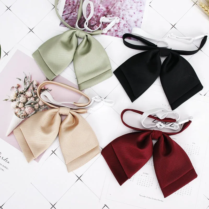 Ladies Bank New Solid Collar Bow Tie Women's Cute Bow-knot Japanese Girl Bowtie Butterfly Cravats Suits Jk Uniform Accessories