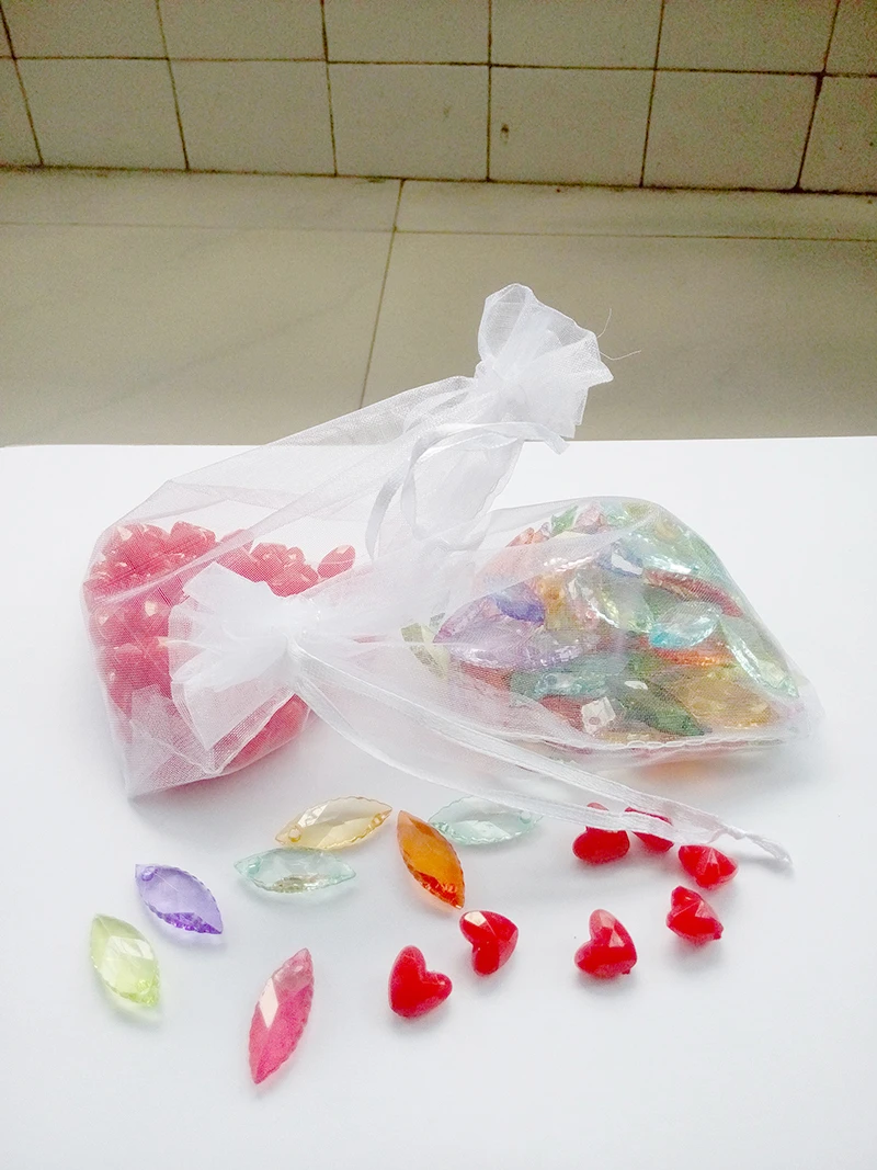 

300pcs 13*18 White gift bags for jewelry/wedding/christmas/birthday Organza Bags with handles Packaging Yarn bag