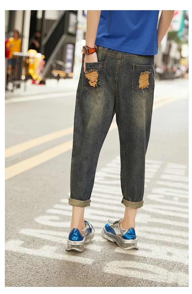 Max LuLu/ осенние корейские модные женские винтажные брюки женские джинсы с принтом свободные шаровары Повседневная Уличная Одежда большого размера