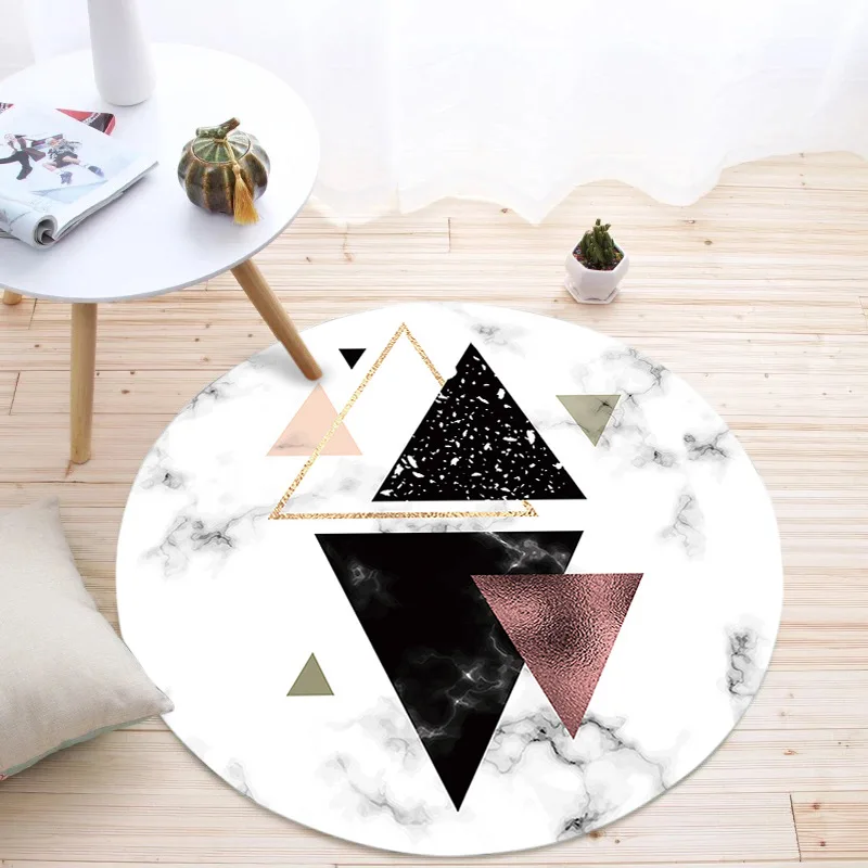 

Simanfei Round Carpet Nordic Geometric Decorative Non-slip Doormat Floor Mat Office Chair Soft Area Rug Living Room Bedroom Mat