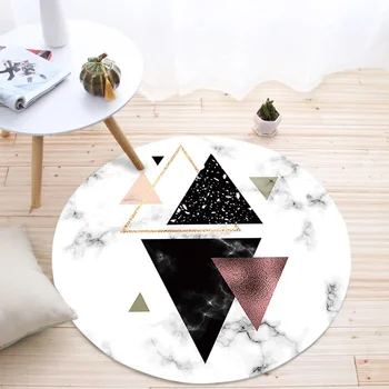 

Simanfei Round Carpet Nordic Geometric Decorative Non-slip Doormat Floor Mat Office Chair Soft Area Rug Living Room Bedroom Mat