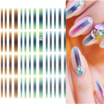 

1 Sheet Nail Stickers Gradient Colorful Lines Stripe Shape Adhesive Transfer Decals Mixed Patterns Nail Art DIY Decoration