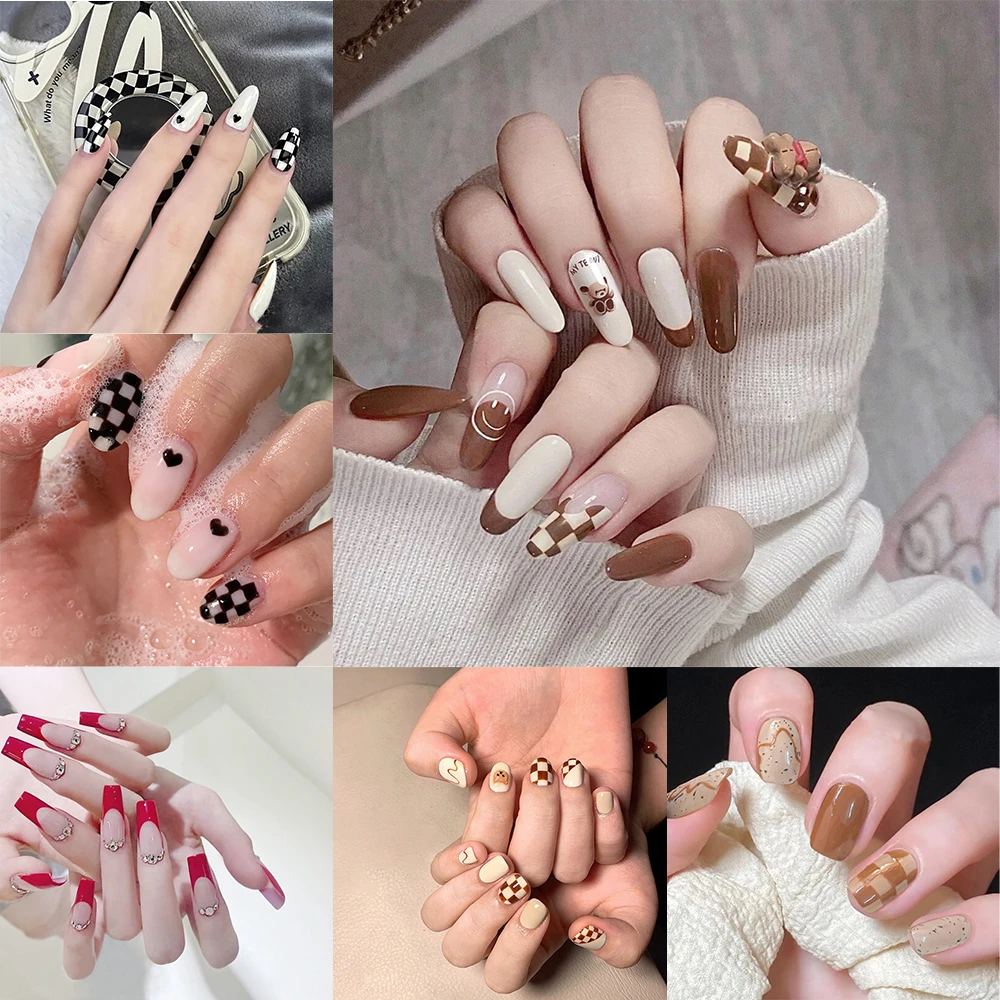 ネイルチップ用に取り外し可能 24個 ブラウン ホワイト ショート ハンドビューティー 接着剤付き クマの装飾 完全なカバー False Nails Aliexpress ネイルチップ用に取り外し可能 24個 ブラウン ホワイト ショート ハンドビューティー 接着剤付き クマの装飾 完全なカバー False Nails Aliexpress