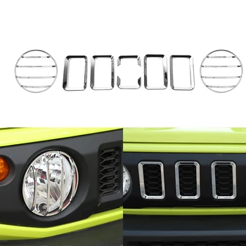 

Front Insert Grilles Decoration Sticker Ring Headlight Cover Trim for Suzuki Jimny 2019 2020 ABS Chrome Red Car Accessories