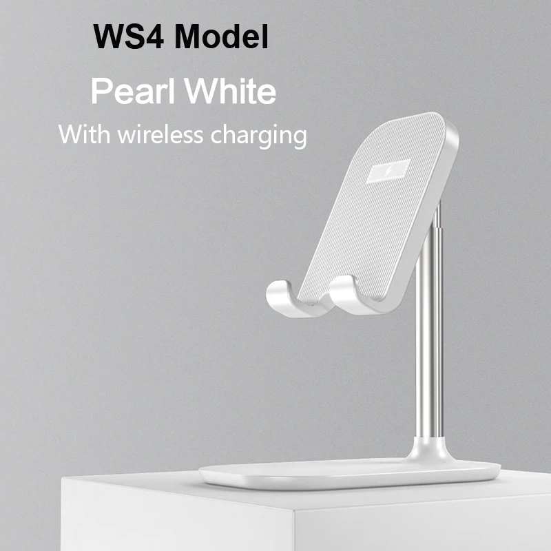 WS4 White 10 Вт Qi Беспроводное зарядное устройство алюминиевый сплав Настольный телефон Подставка для планшета Беспроводная зарядная подставка держатель для мобильных планшетов для iPhone 11 iPad - Цвет: WS4 White