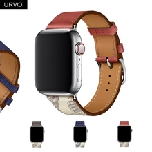 URVOI печатных один тур для apple watch серии 5/4 3/2/1 группа Swift кожаный ремешок для наручных часов iWatch, 38, 40, 42, 44 мм наручные ручной работы