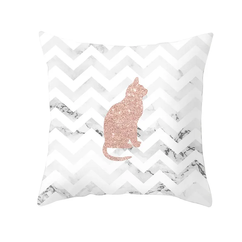 PC09911 Fuwatacchi Rose Gold Geometric Cushion Cover Flower Decorative Pillows Cover for Home Sofa Bed Polyester Throw Pillowcases 45*45 - Цвет: PC09911