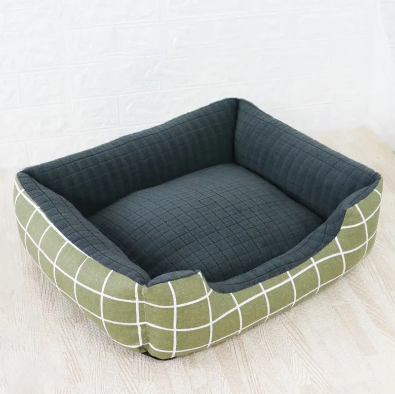 plaid Кровать для собаки милый съемный моющийся нескользящий нижний коврик питомник Мягкая Собака Щенок Домашнее гнездо зимний теплый кукурузный флисовый коврик собачий домик ткань - Цвет: plaid
