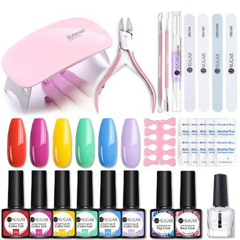 

UR SUGAR Nail Set UV LED Lamp Dryer With 6pcs Nail Gel Polish Kit Soak Off UV LED Gel Tools Set Nails Art Tools Designs