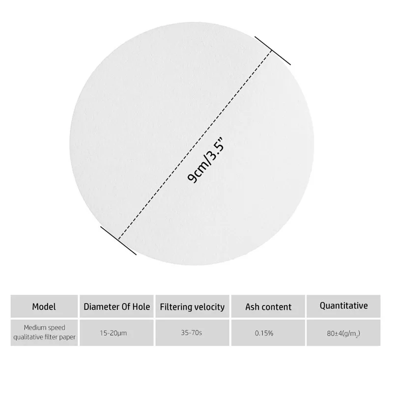 100 шт./пакет лабораторный фильтр Бумага 9 см круговой качественный фильтр-воронка Бумага средней Скорость лаборатория фильтрации Бумага