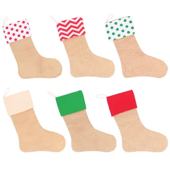 

6pcs Socks Decoration Adorable Christmas Gift Stockings Christmas Gift Bag Christmas Hanging Sock Candy Sock Bag for Christmas T