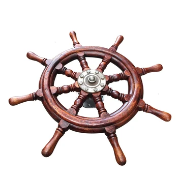 

Solid Wood Ship Helmsman Home Furnishing Ornaments Wall Hanging Piece Mediterranean Sea Rudder Disc Old Boat Timber Vestibule