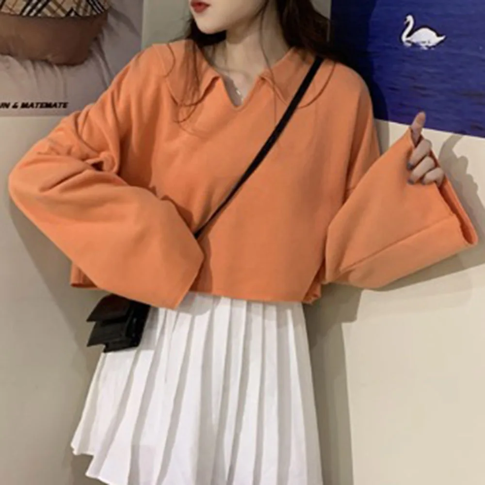 

Simplicity Women Shirt Long Sleeve Chic Korean Style Loose Simple Top Long Sleeve Shirt Female Japan Style Vintage Girl Tops