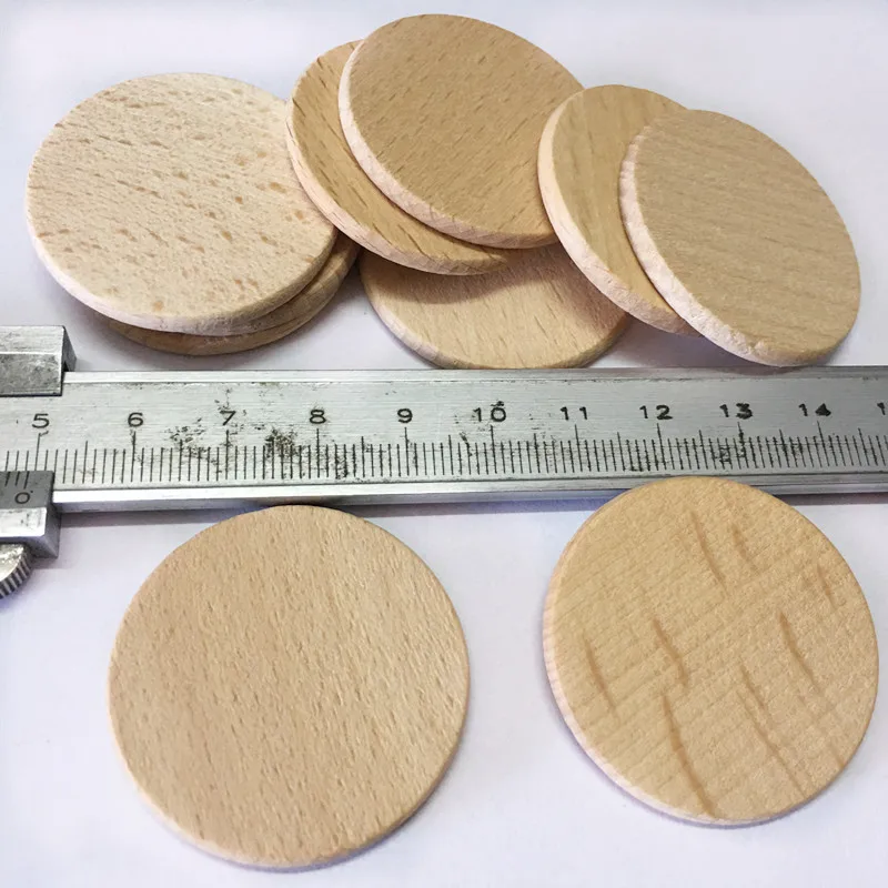 100pcs Natural Round Unfinished Wood Embellishments for Art DIY Crafts projects ornaments costume fabric Decoration 35mm