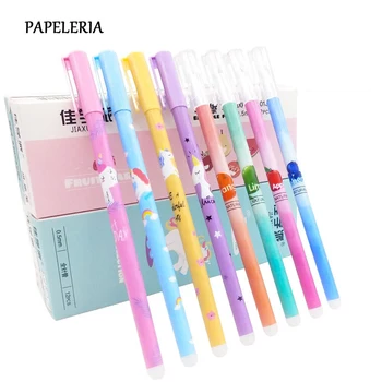 

4Pc/Set Cute Erasable Pen 0.55mm Blue Black Ink Magic Refill Unicorn Gel Pen Exam Office kawaii School Supplies Stationery