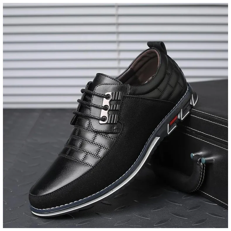 Plus Size 38-48 NEW Leather Men Casual Shoes Brand Mens Loafers Moccasins Breathable Slip On Lace Up Black Driving Shoes H444