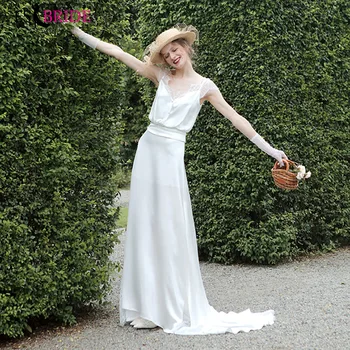 

Korean V-neck light wedding satin bride wedding evening dress