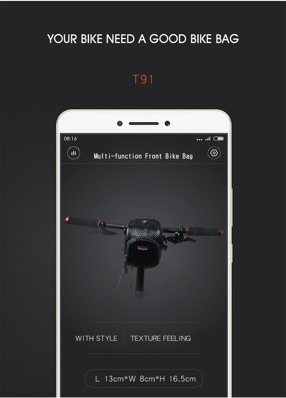 Perfect RHINOWALK Bicycle Handlebar Bag Electric Bike Front Rainproof Tube Pocket Shoulder Pack Multi Phone Holder with Rain Cover 18