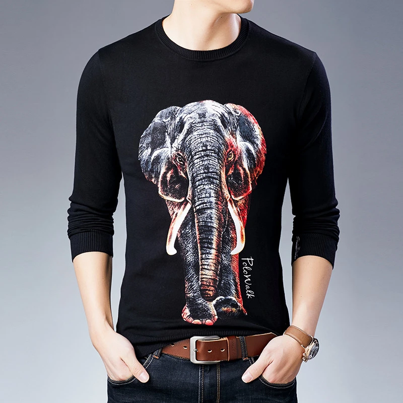 

2020 Spring Fashion Pullover Erkek Kazak Sueter Hombre Slim Fit Pull Homme Mens Animal Printed Sweater Mens Chompas Hombre