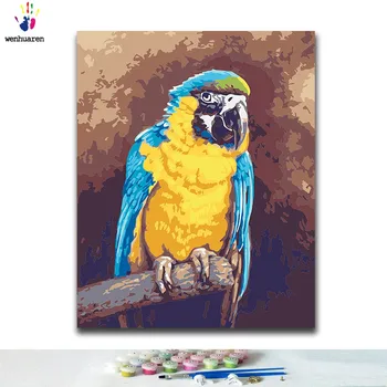 

DIY Coloring paint by numbers Parrot standing on the tree paintings by numbers with kits 40x50 framed