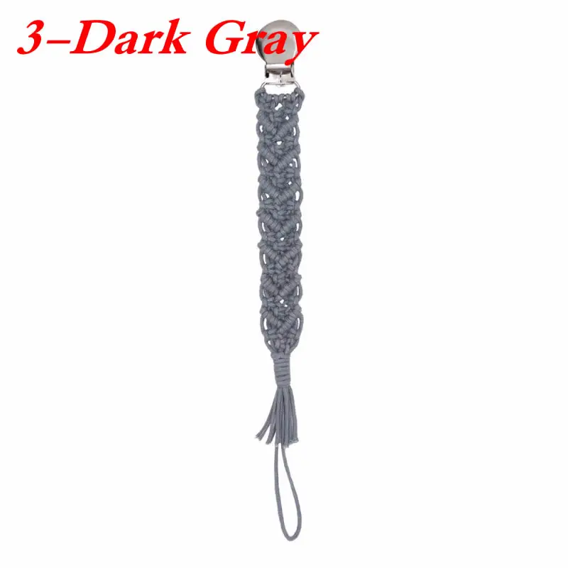 3 Dark Gray Винтажная простая вязаная крючком хлопковая Соска-пустышка, Детская Хлопковая цепочка с кисточками для соска для новорожденного, соска, жевательная игрушка, пустышки, клипсы - Цвет: 3 Dark Gray