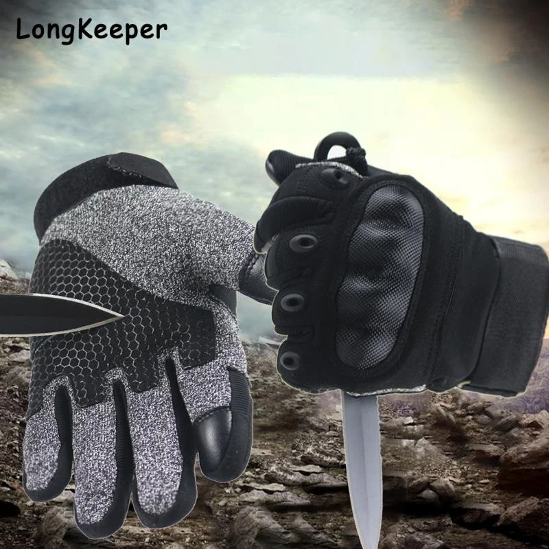 ski mittens mens Level 5 Tactical Gloves Professional Anti-cutting Anti-stab Military Outdoor Full-finger Gloves Men Special Forces Combat Glove mens leather work gloves