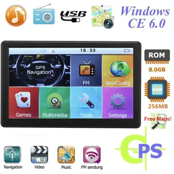 

VEHEMO 7" Inch HD Car GPS Navigation FM/8G/DDR256M Car Portable Resistive Screen Free Map FM/MP3/MP4 Multimedia Player