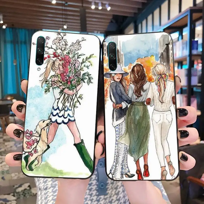 Модный мягкий черный чехол для телефона sister and Lovely pet Huawei P40 P30 P20 lite Pro Mate 20 P Smart 2019