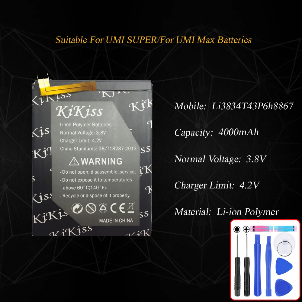 

Battery For UMI SUPER/For UMI Max 4000mAh Mobile Phone Replacement Battery Li3834T43P6h8867