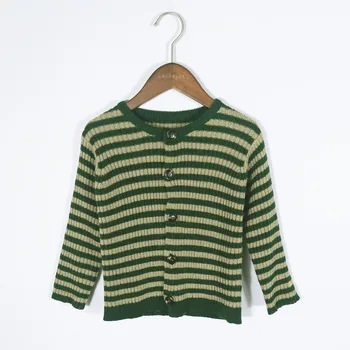 

BOBOZONE Green stripe cardigan for kids boys girls