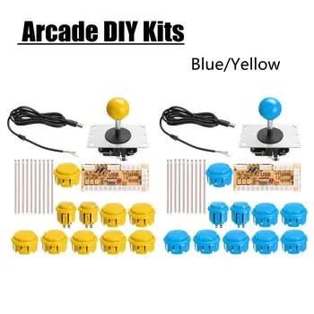 

Blue Yellow Joystick DIY Kit Not Delay USB Controller PC to Joystick with Push Button Wire Harness