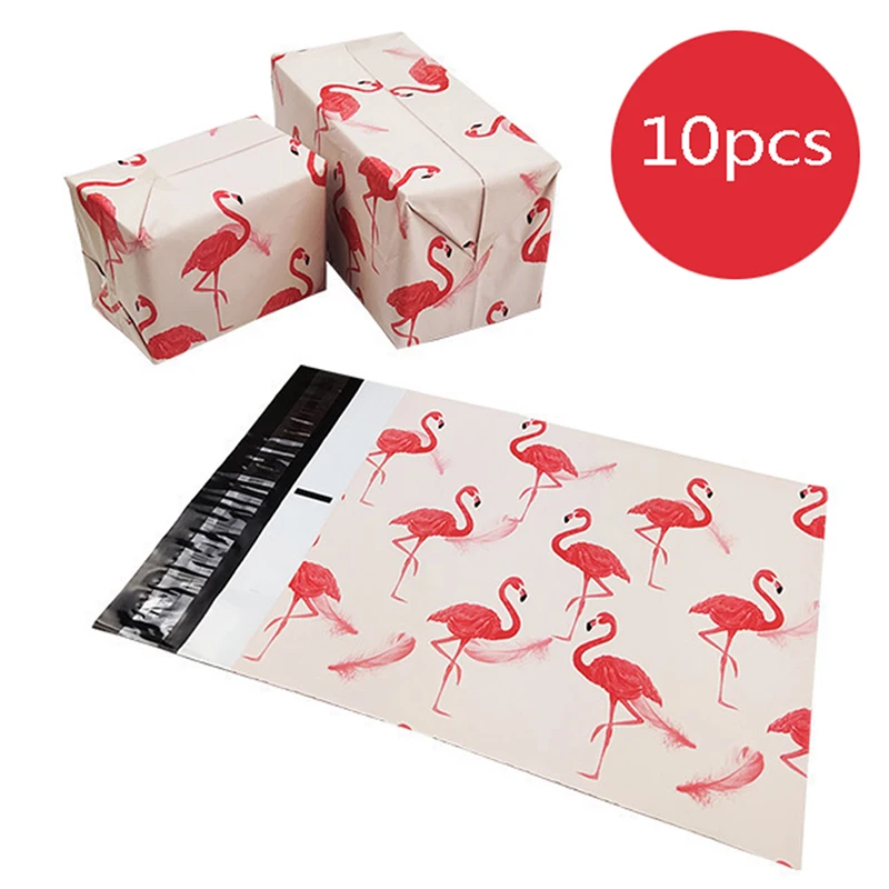 10PCS Pink Flamingo Printed Bubble Mailers Padded Envelopes Lined Poly