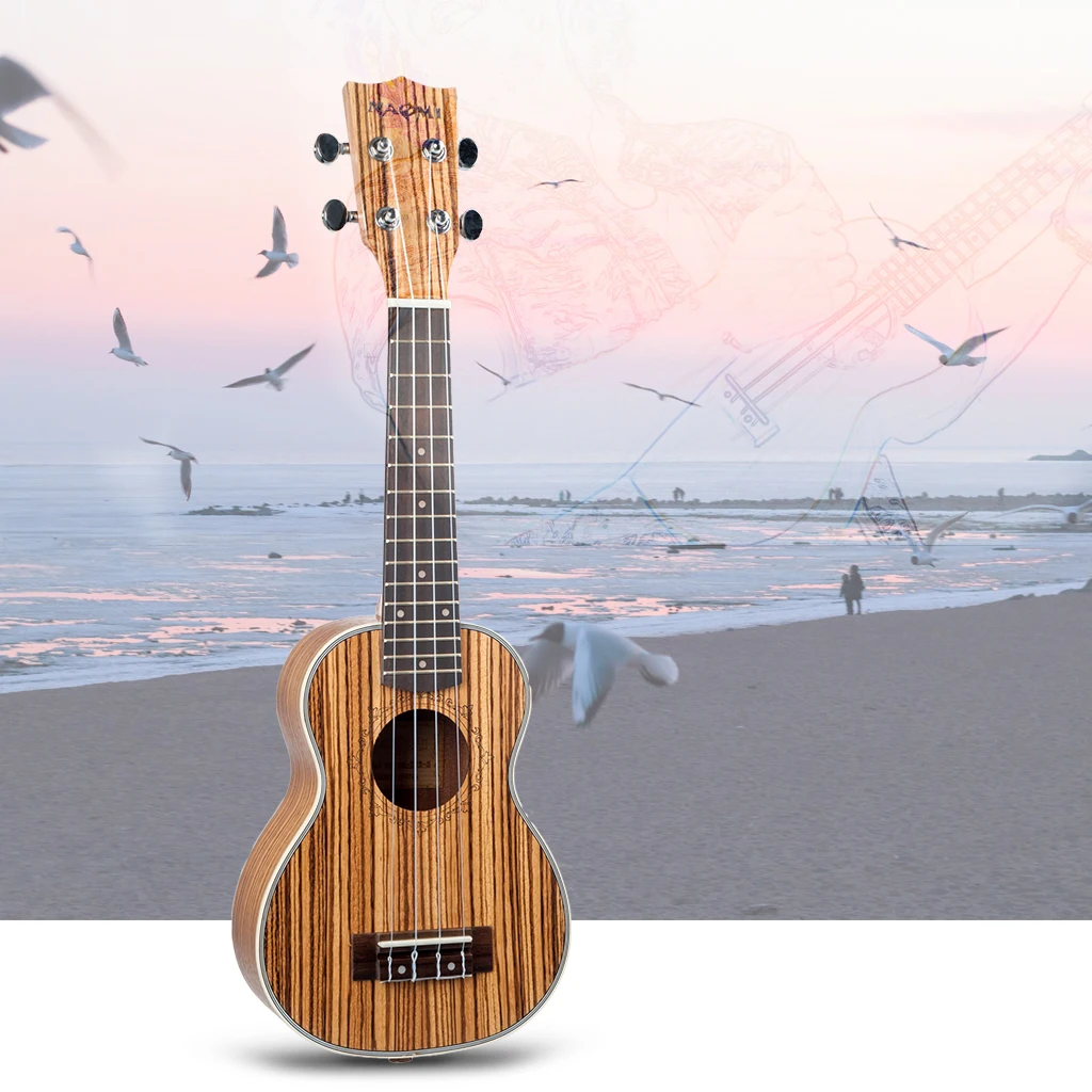 Наоми укулеле 21 Гавайская гитара Акустическая Zebrawood 15 Лада 4 струны музыкальный