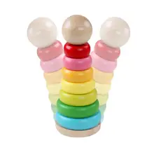 Радуга укладчик деревянное кольцо укладки кольца развивающий, образовательный игрушка для маленьких мальчиков и девочек