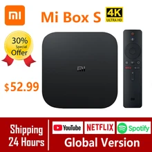 Xiaomi mi Box S глобальная версия 4K ТВ приставка Cortex-A53 четырехъядерный 64 бит Mali-450 Android 2 ГБ+ 8 Гб HD mi 2,0 Google BT4.2 ТВ приставка чехол