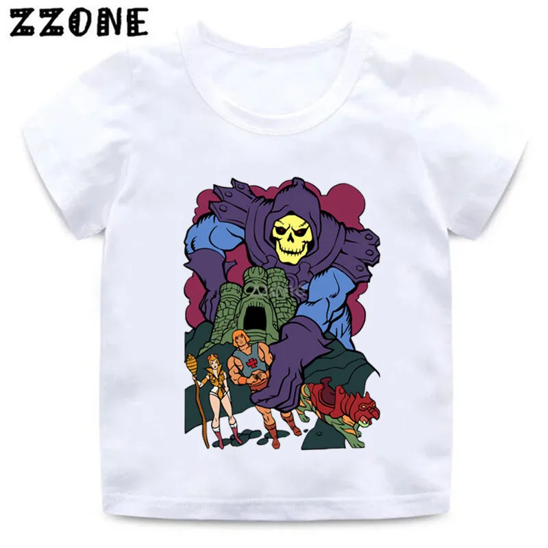meninos meninas mestres do universo cartoon print shirt bebê crianças engraçado roupas crianças verão camiseta