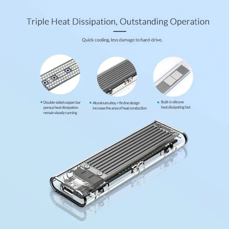 ORICO M2 SSD чехол M.2 к usb type C прозрачный жесткий диск Корпус NVME SSD корпус для NVME PCIE NGFF SATA M/B Ключ SSD диск