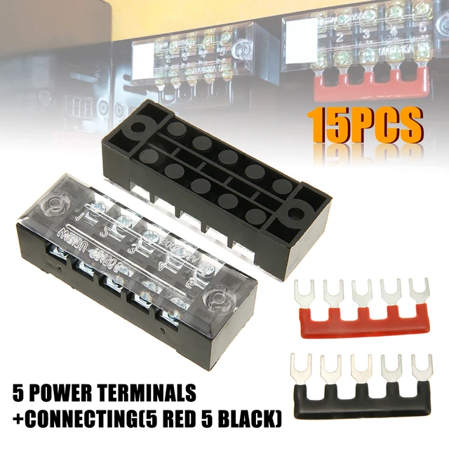 Mayitr 5 stücke 5 Position Zweireihig Power Verteilung Bus Bar Terminal  Block Boot RV 600V 15A - AliExpress