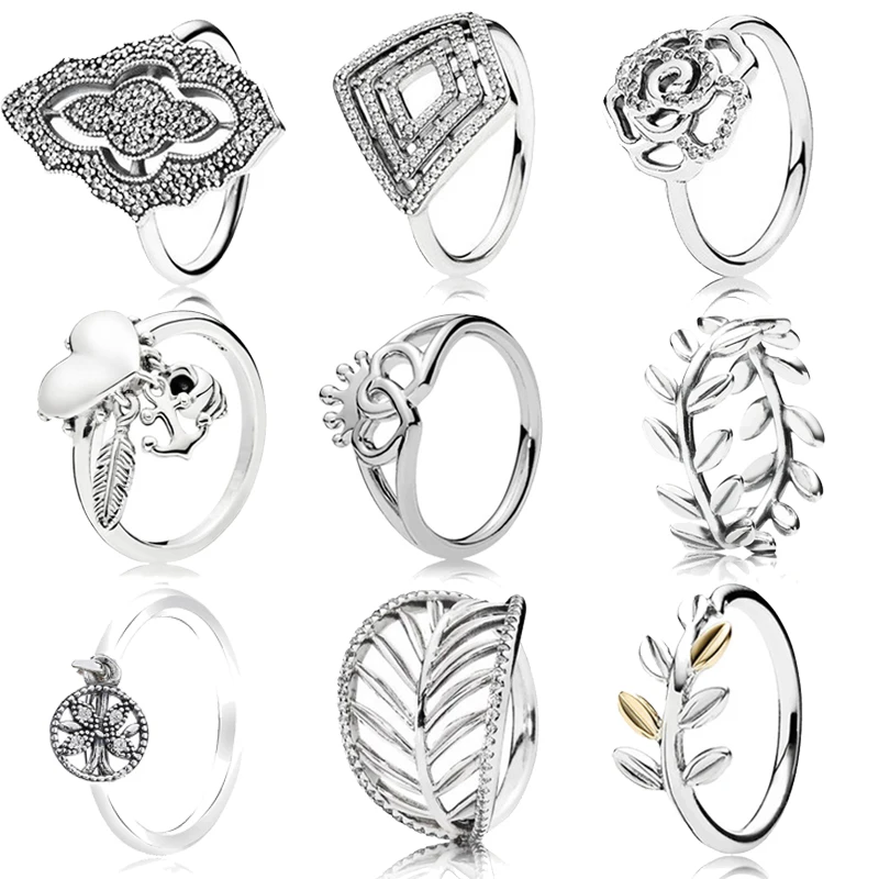 

Gothic Geometric Laurel Wreath Life Of Tree Pans Ring 925 Sterling Silver Leaf Ring For Women Wedding Party DIY Jewelry Gift