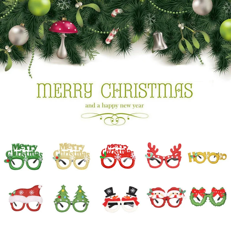 Christmas Xmas Clear Glasses Specs Novelty Sunglasses Fancy Dress Party Santa Adult Children Party Toys Santa Snowman