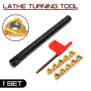 

For Lathe Threading Turning Tool 1 Set SNR0013M16 CNC Tool Holder Boring Bar + 10pcs 16IR AG60 Insert with Wrench