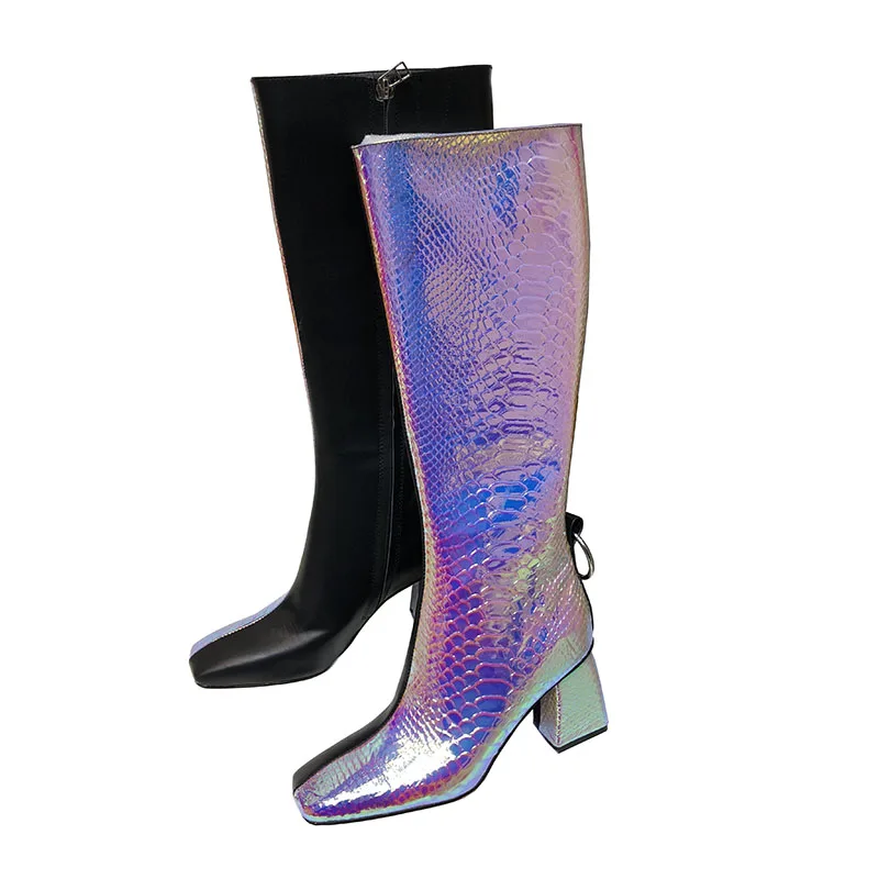 square toe snake boots