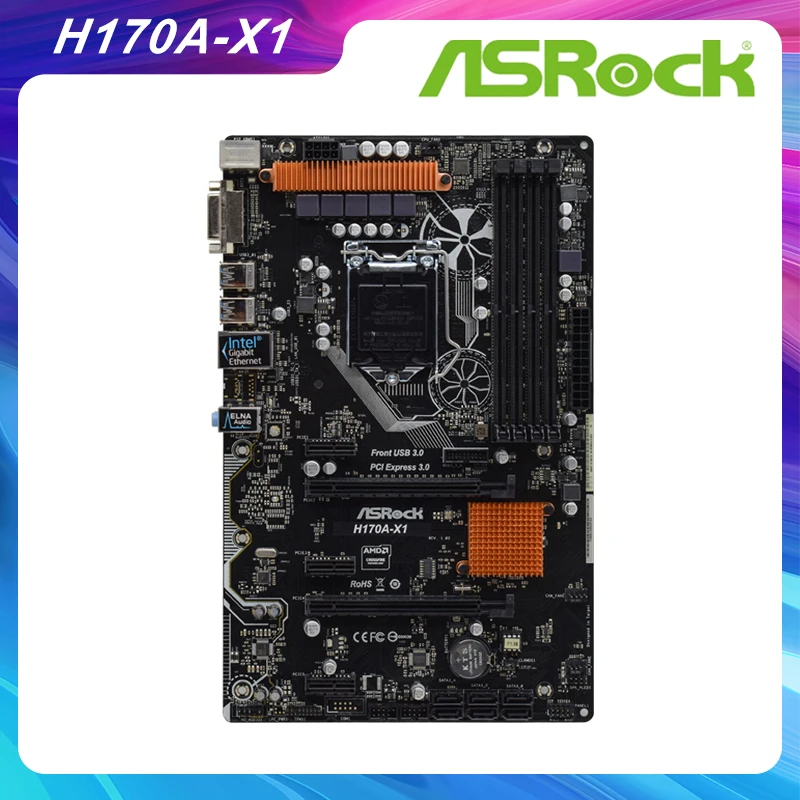 Для ASRock H170A X1 LGA 1151 H170 ATX б/у материнская плата ddr4 PCLE 3 0 с поддержкой 6 го/7 го ПК