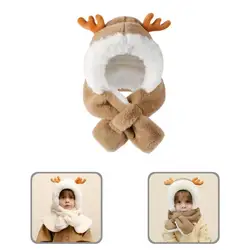 Smell-less  Practical Elk Kids Ear Protect Cap with Scarf Earflap Daily Costume Children Hat Wind-proof   for Ourdoor