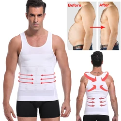 NEW Men Slimming Body Shaper Waist Trainer Vest Tummy Control Posture Shirt Back Correction Abdomen Tank Top Shaperwear