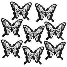Prajna 10PCS Skull Butterfly Embroideried Patches On Clothes Hippie Badges DIY Iron On Patches For Clothing Stickers Wholesale