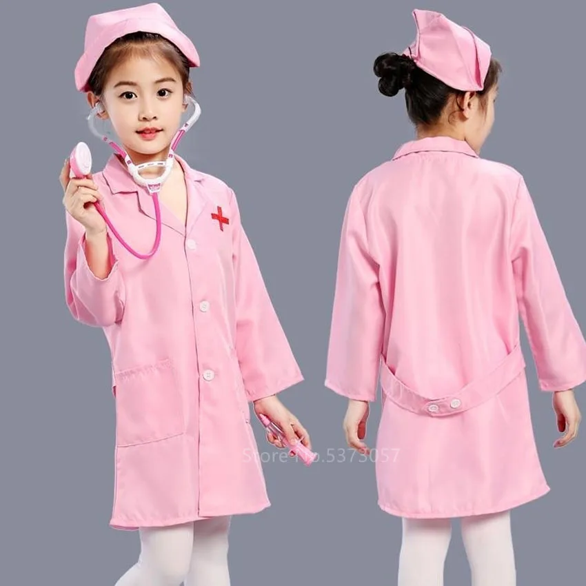 2022 Halloween doctor nurse Cosplay kids work wear Uniform Cotume Toys Set Children's Day Cross Clothing for Kids simulation