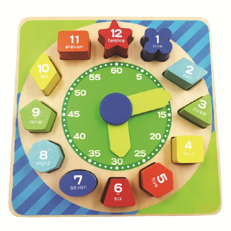 

Wooden Teaching Clock Children with Numbers English Early Childhood Cognitive Shape Matching Color Identification Educational To