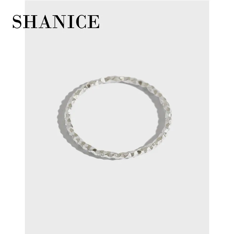 SHANICE 100% Real Pure S925 Sterling Silver Ring Fashion Simple Glint Gleam Fine Ring Thin Little finger For Women Jewelry